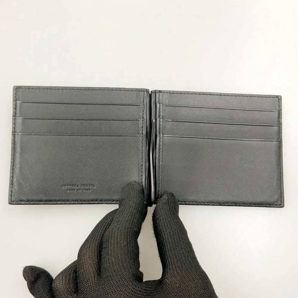 Bottega Veneta Intrecciato Bifold Wallet with Money Clip Black
